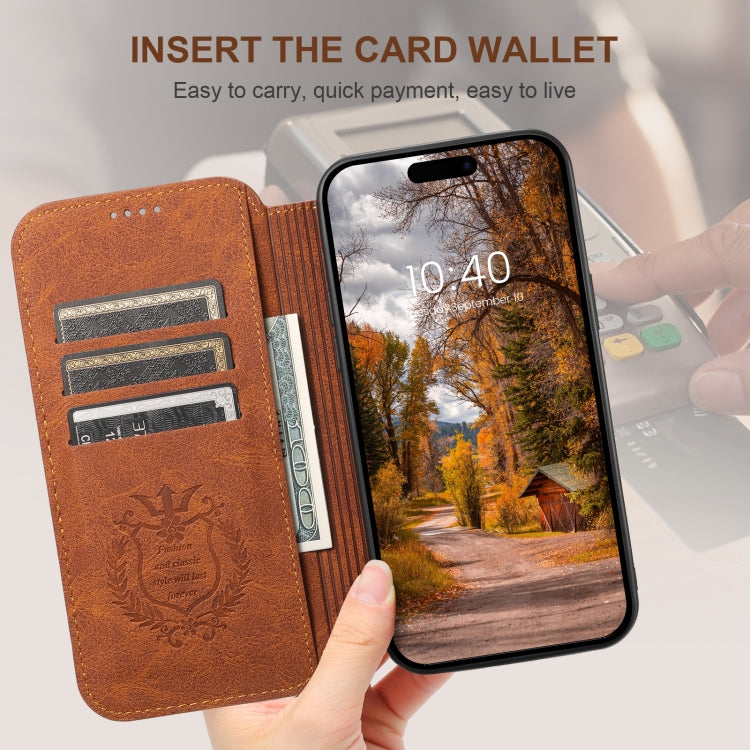 For iPhone 16 Plus Suteni J06 Retro Matte Litchi Texture Leather MagSafe Phone Case