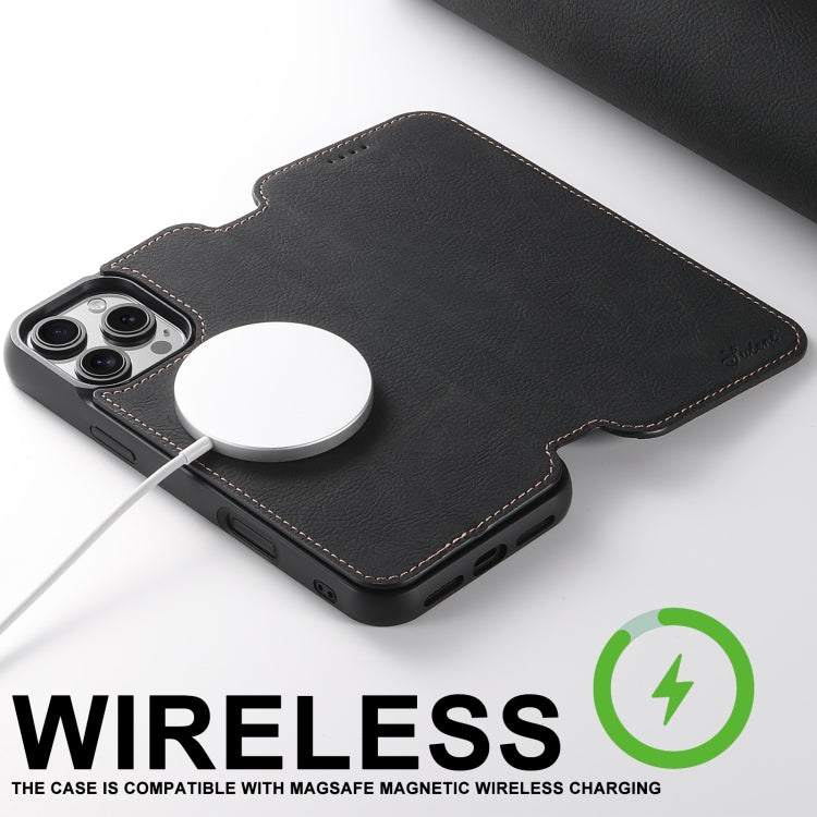 For iPhone 16 Pro Max Suteni J06 Retro Matte Litchi Texture Leather MagSafe Phone Case