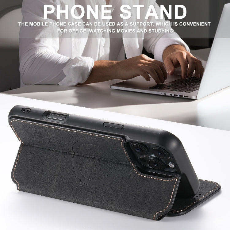 For iPhone 16 Pro Max Suteni J06 Retro Matte Litchi Texture Leather MagSafe Phone Case