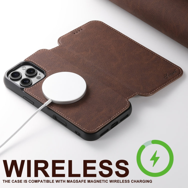 For iPhone 16 Pro Max Suteni J06 Retro Matte Litchi Texture Leather MagSafe Phone Case