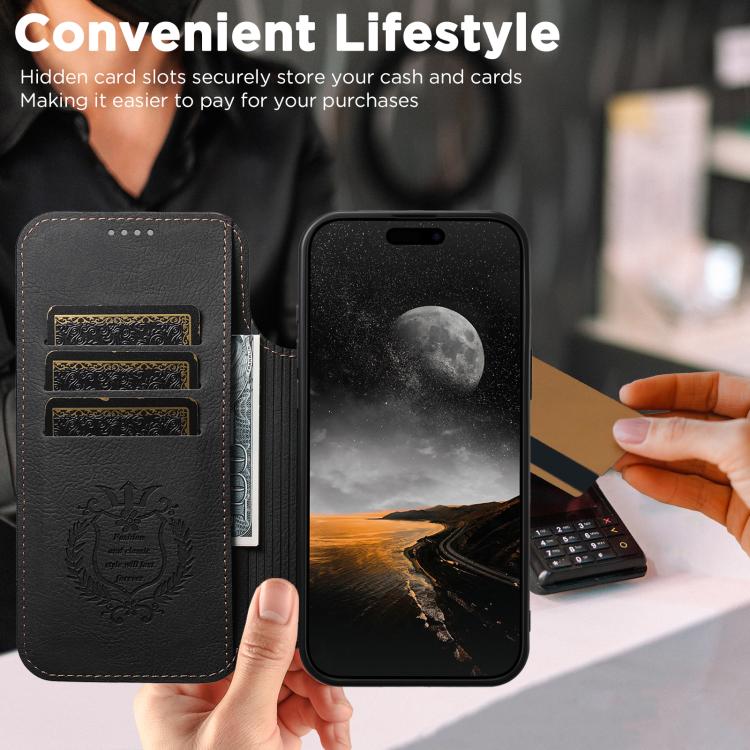For iPhone 17 Suteni J06 Retro Matte Litchi Texture Leather MagSafe Phone Case