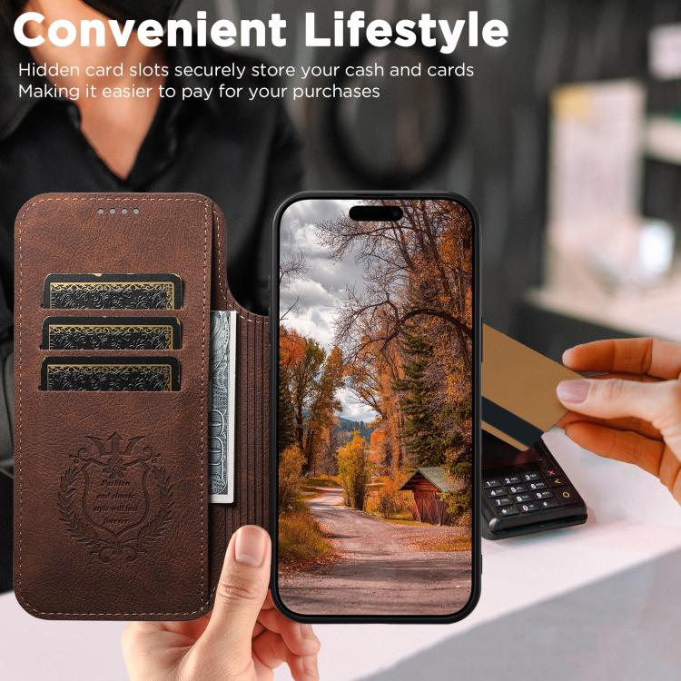 For iPhone 17 Suteni J06 Retro Matte Litchi Texture Leather MagSafe Phone Case