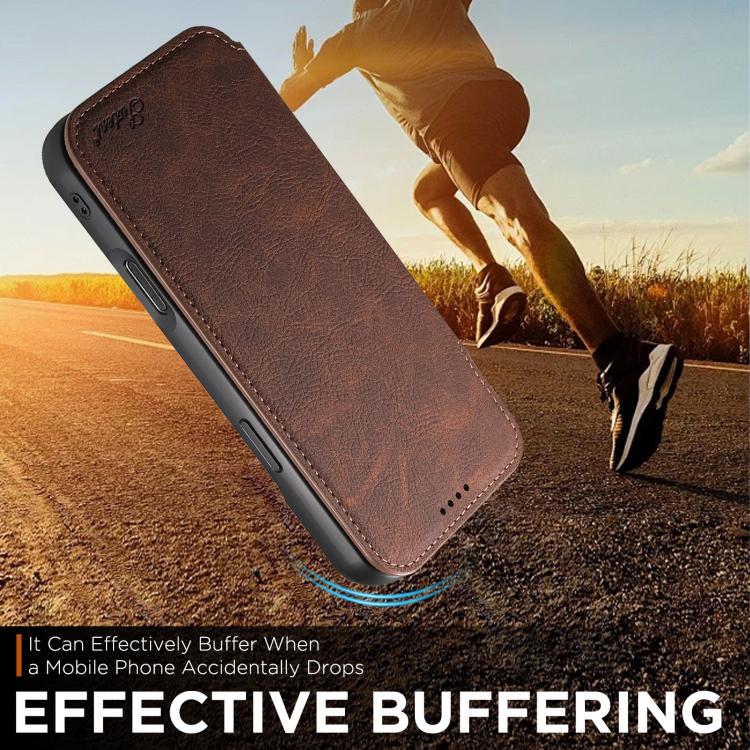 For iPhone 17 Suteni J06 Retro Matte Litchi Texture Leather MagSafe Phone Case