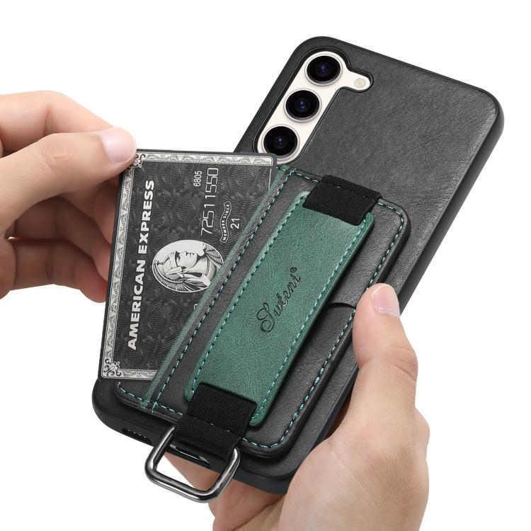 For Samsung Galaxy S25  5G Suteni H13 Card Wallet Wrist Strap Holder PU Phone Case