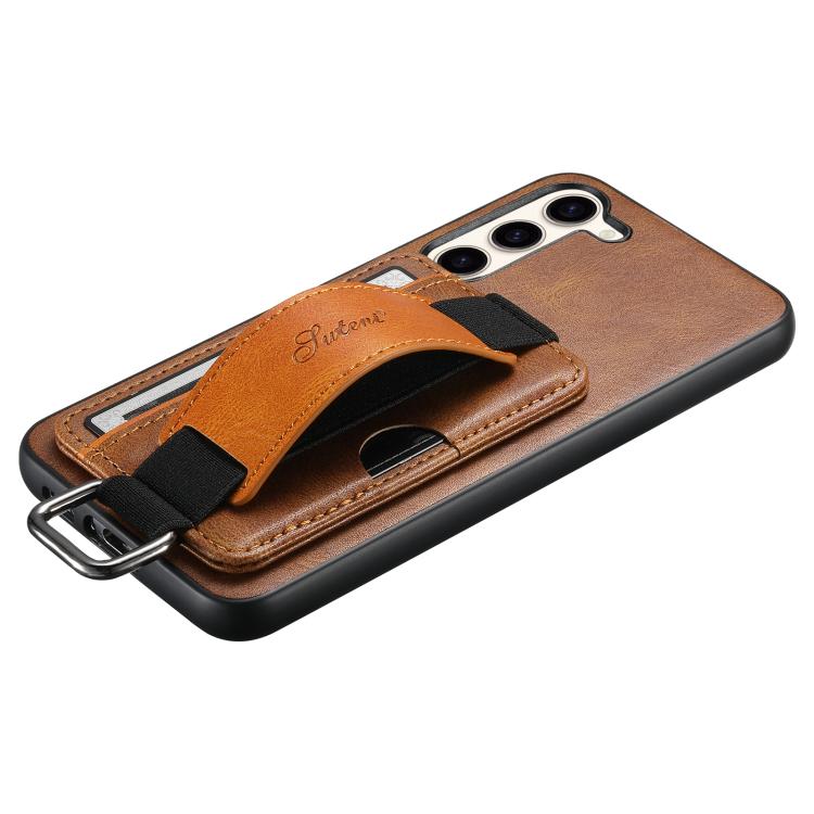 For Samsung Galaxy S25  5G Suteni H13 Card Wallet Wrist Strap Holder PU Phone Case