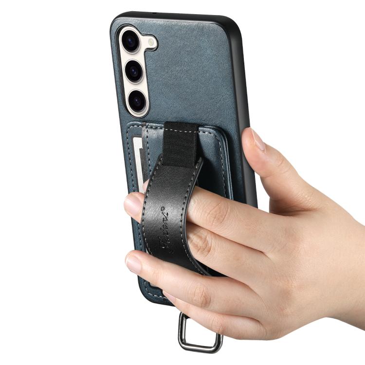 For Samsung Galaxy S25  5G Suteni H13 Card Wallet Wrist Strap Holder PU Phone Case