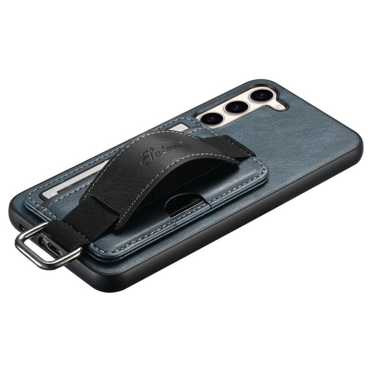 For Samsung Galaxy S25  5G Suteni H13 Card Wallet Wrist Strap Holder PU Phone Case