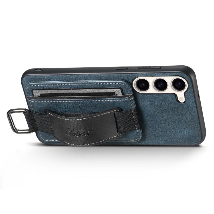 For Samsung Galaxy S25  5G Suteni H13 Card Wallet Wrist Strap Holder PU Phone Case