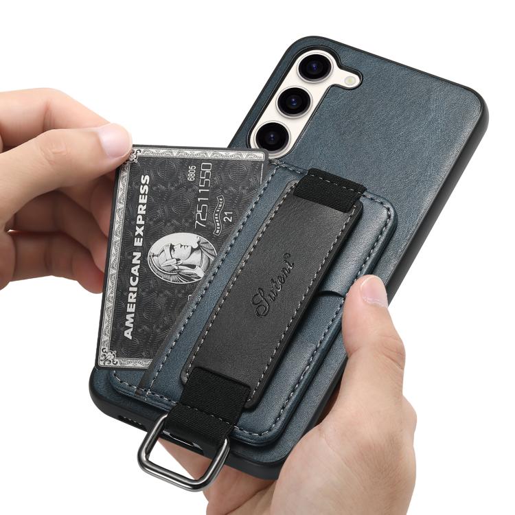 For Samsung Galaxy S25  5G Suteni H13 Card Wallet Wrist Strap Holder PU Phone Case