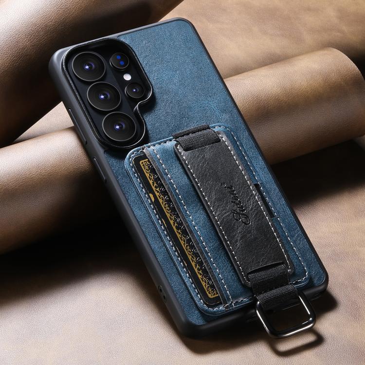 For Samsung Galaxy S25 Ultra 5G Suteni H13 Card Wallet Wrist Strap Holder PU Phone Case