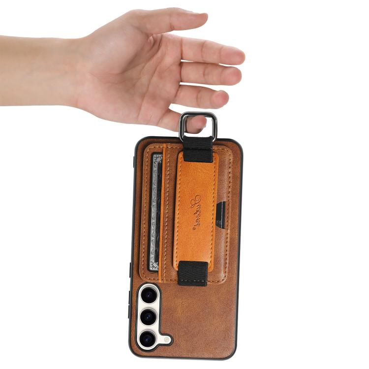 For Samsung Galaxy S26+  5G Suteni H13 Card Wallet Wrist Strap Holder PU Phone Case