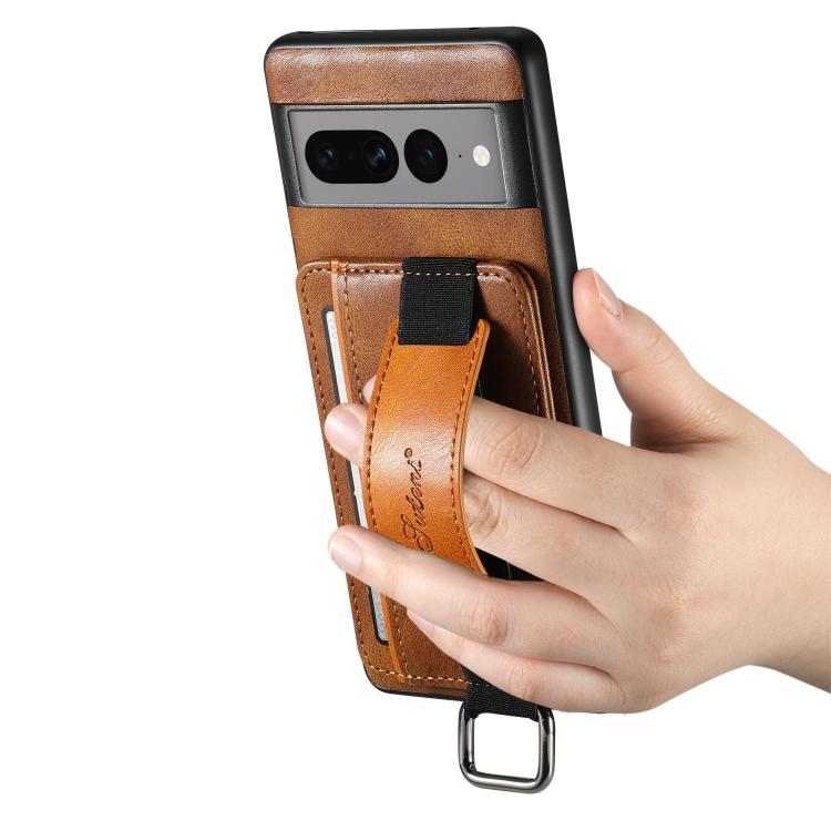 For Googel Pixel 8 Pro Suteni H13 Card Wallet Wrist Strap Holder PU Phone Case