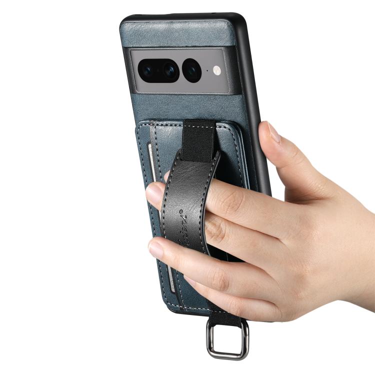 For Googel Pixel 8 Pro Suteni H13 Card Wallet Wrist Strap Holder PU Phone Case