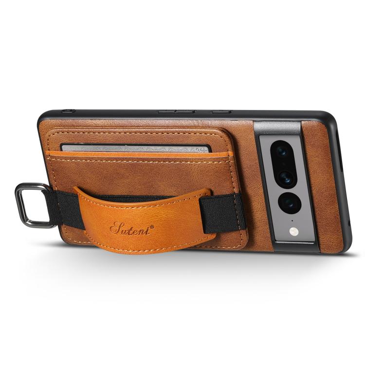 For Googel Pixel 9 Pro Suteni H13 Card Wallet Wrist Strap Holder PU Phone Case