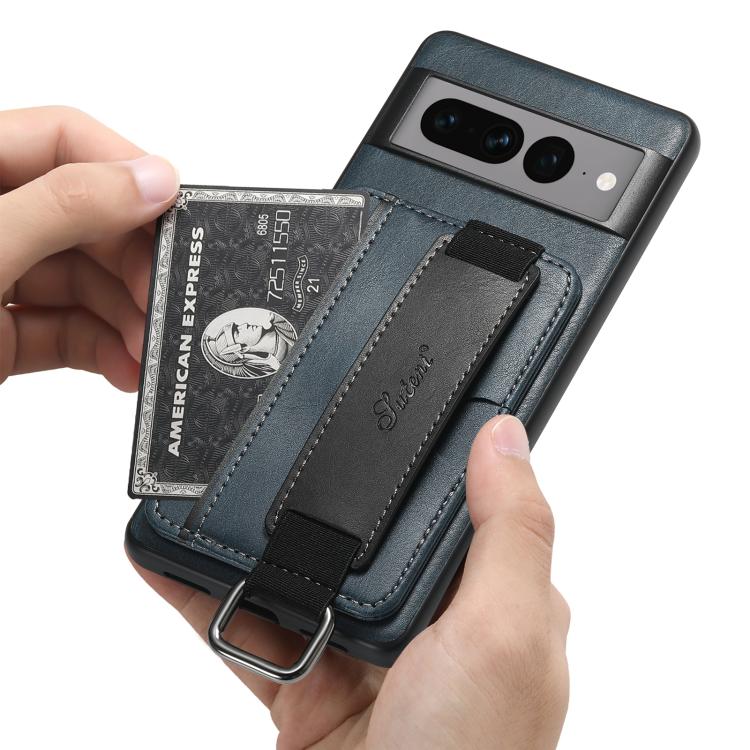 For Googel Pixel 9 Pro Suteni H13 Card Wallet Wrist Strap Holder PU Phone Case