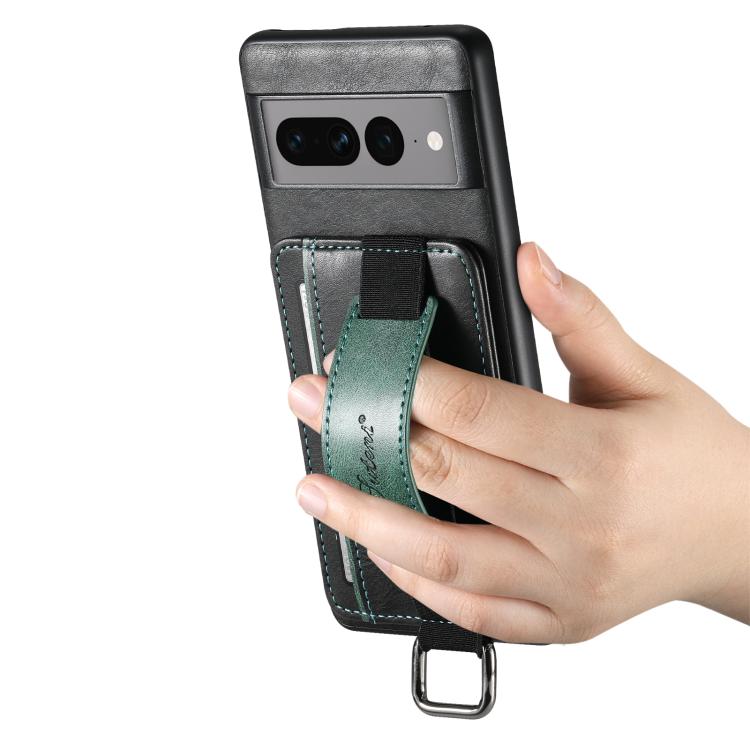 For Google Pixel 9 Pro XL Suteni H13 Card Wallet Wrist Strap Holder PU Phone Case