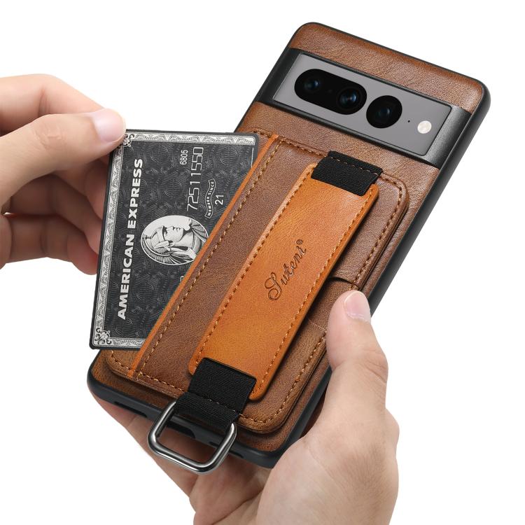For Google Pixel 9 Pro XL Suteni H13 Card Wallet Wrist Strap Holder PU Phone Case