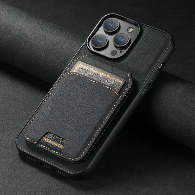 For iPhone 16 Suteni H02 Litchi Leather Card Wallet Stand Back Phone Case