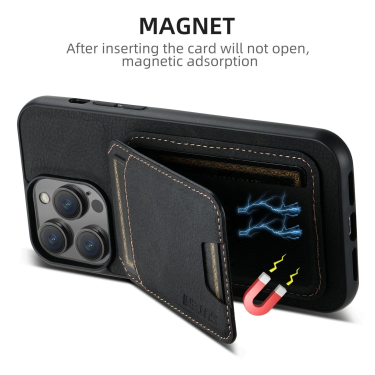 For iPhone 16 Suteni H02 Litchi Leather Card Wallet Stand Back Phone Case