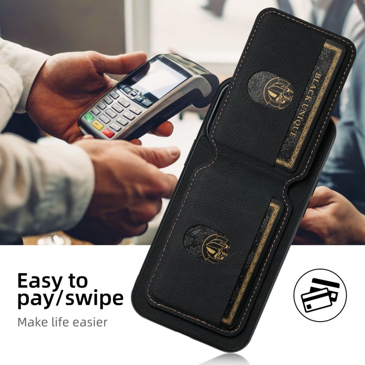 For iPhone 16 Suteni H02 Litchi Leather Card Wallet Stand Back Phone Case