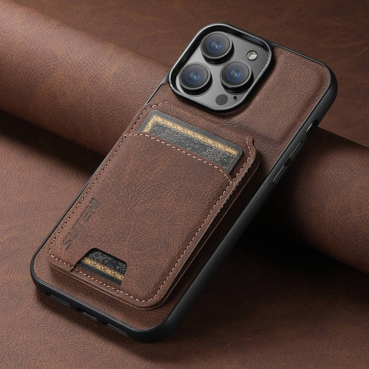 For iPhone 16 Suteni H02 Litchi Leather Card Wallet Stand Back Phone Case