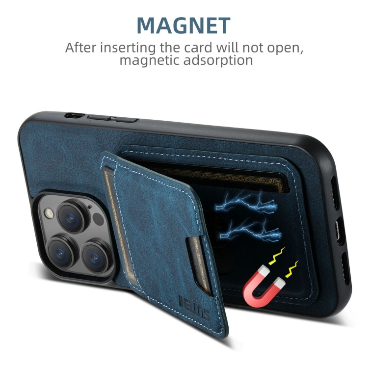 For iPhone 16 Suteni H02 Litchi Leather Card Wallet Stand Back Phone Case