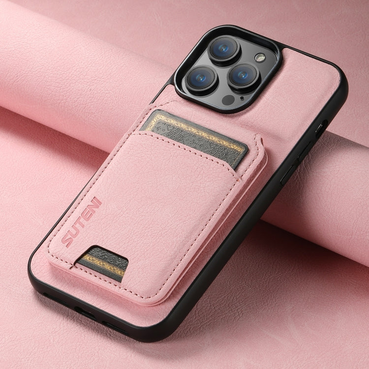 For iPhone 16 Suteni H02 Litchi Leather Card Wallet Stand Back Phone Case