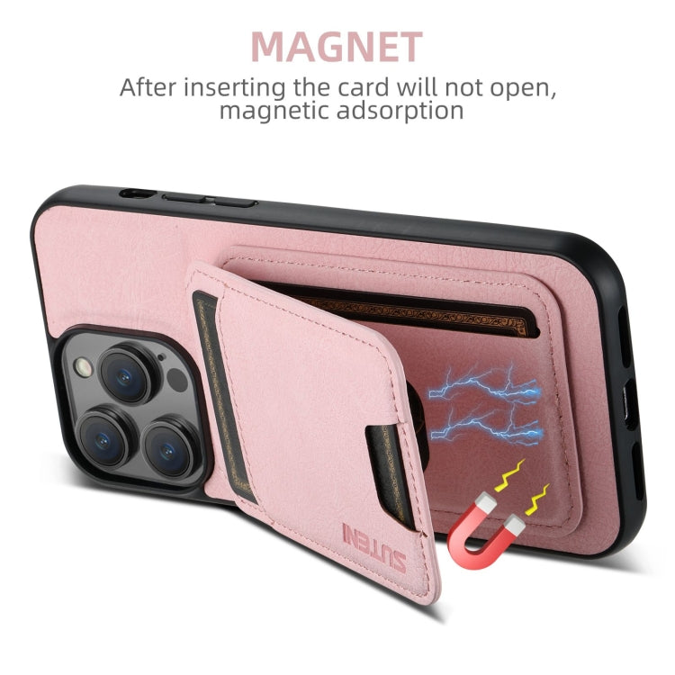 For iPhone 16 Suteni H02 Litchi Leather Card Wallet Stand Back Phone Case