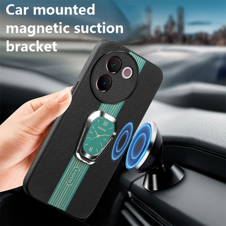 For  vivo Y200i Magnetic Litchi Leather Back Phone Case with Holder