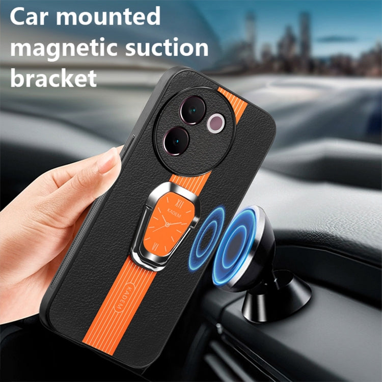 For  vivo Y200i Magnetic Litchi Leather Back Phone Case with Holder
