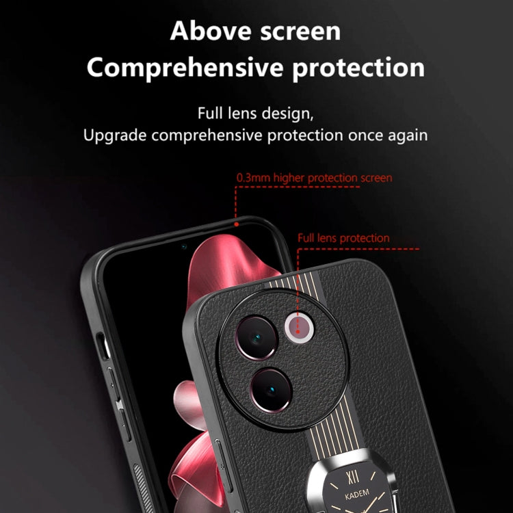 For  vivo Y200i Magnetic Litchi Leather Back Phone Case with Holder