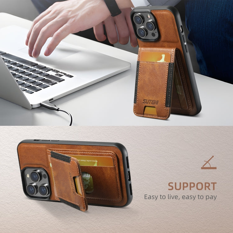 For iPhone 16 Plus Suteni H03 Oil Wax Leather Wallet Stand Back Phone Case
