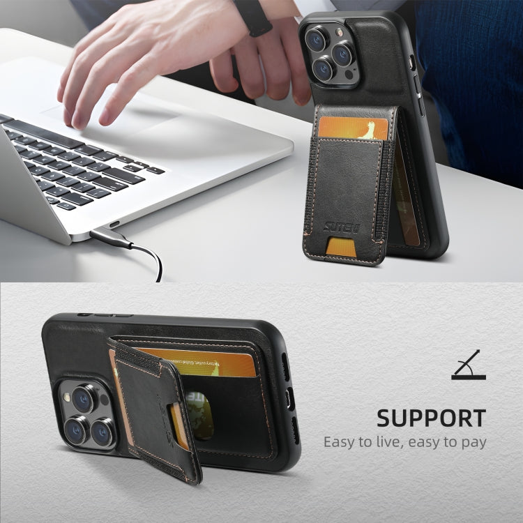 For iPhone 16 Pro Max Suteni H03 Oil Wax Leather Wallet Stand Back Phone Case