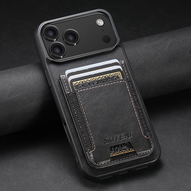 For iPhone 17 Pro Max Suteni H03 Oil Wax Leather Wallet Stand Back Phone Case
