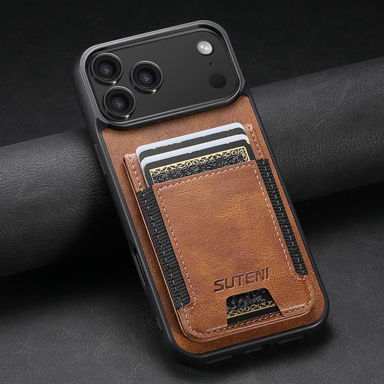 For iPhone 17 Suteni H03 Oil Wax Leather Wallet Stand Back Phone Case