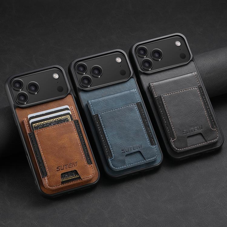 For iPhone 17 Suteni H03 Oil Wax Leather Wallet Stand Back Phone Case