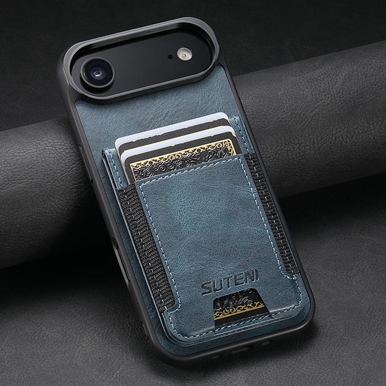 For iPhone Air Suteni H03 Oil Wax Leather Wallet Stand Back Phone Case
