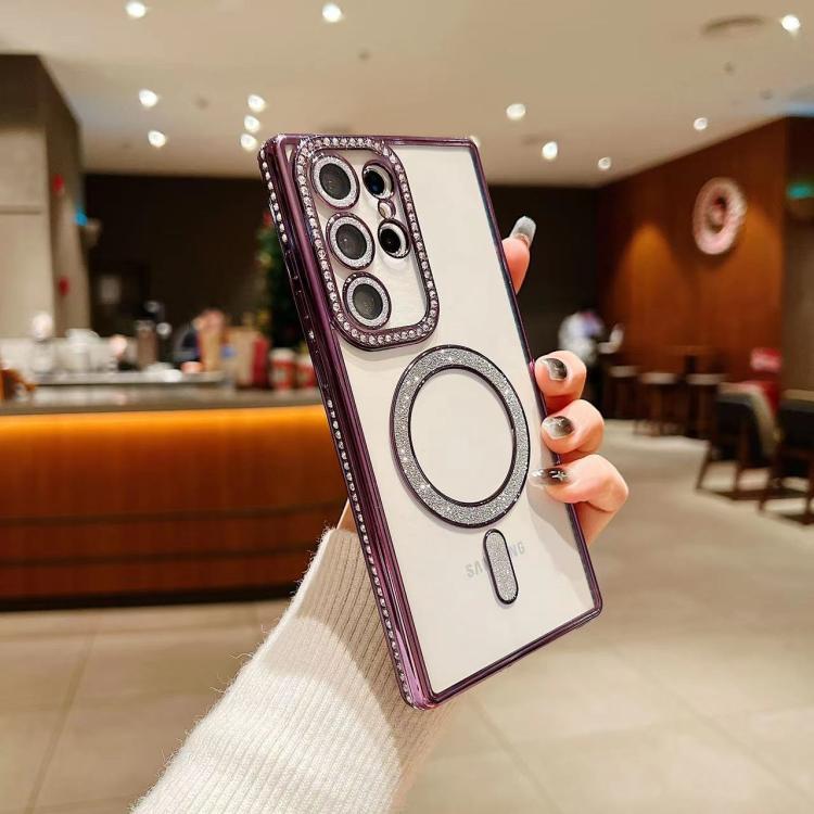 For Samsung Galaxy S25 Ultra 5G Diamond Gradient Plated MagSafe TPU Phone Case