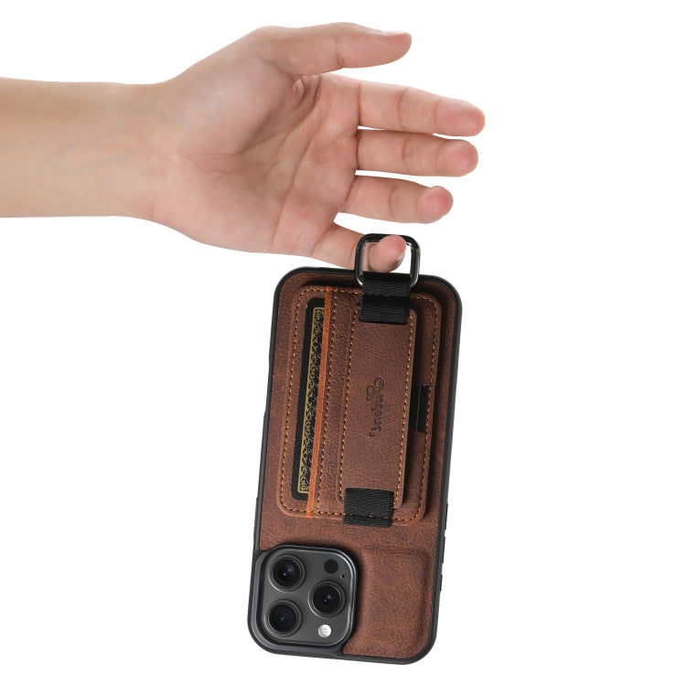 For iPhone 16 Pro Suteni H13 Litchi Leather Wrist Strap Wallet Back Phone Case