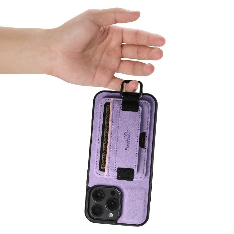 For iPhone 16 Pro Suteni H13 Litchi Leather Wrist Strap Wallet Back Phone Case