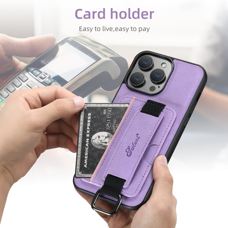 For iPhone 16 Pro Suteni H13 Litchi Leather Wrist Strap Wallet Back Phone Case