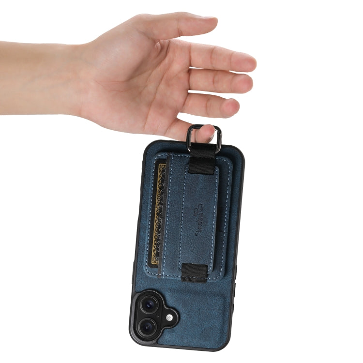 For iPhone 16 Suteni H13 Litchi Leather Wrist Strap Wallet Back Phone Case