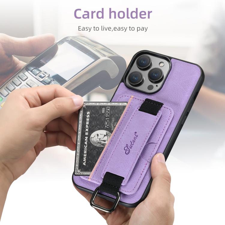 For iPhone 17e / 16e Suteni H13 Litchi Leather Wrist Strap Wallet Back Phone Case