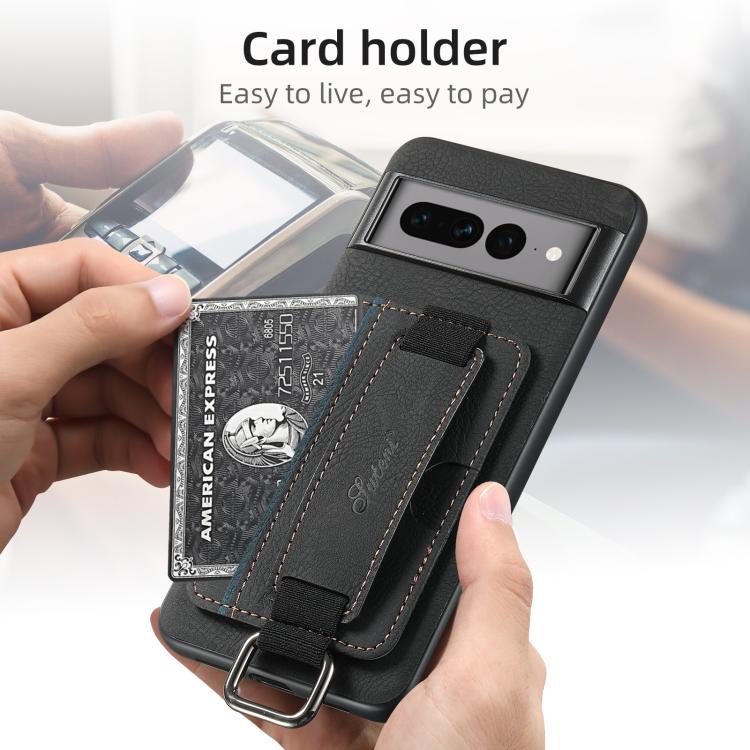 For Google Pixel 9 Pro Suteni H13 Litchi Leather Wrist Strap Wallet Back Phone Case