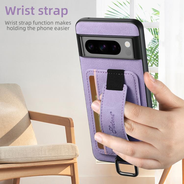 For Google Pixel 9 Pro XL Suteni H13 Litchi Leather Wrist Strap Wallet Back Phone Case