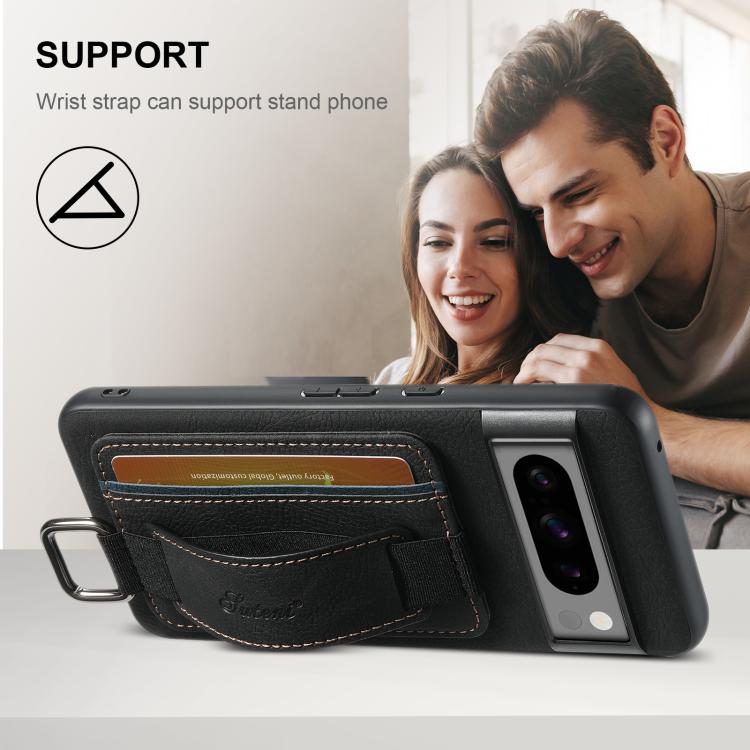 For Google Pixel 9 Suteni H13 Litchi Leather Wrist Strap Wallet Back Phone Case