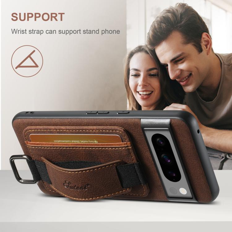 For Google Pixel 9 Suteni H13 Litchi Leather Wrist Strap Wallet Back Phone Case