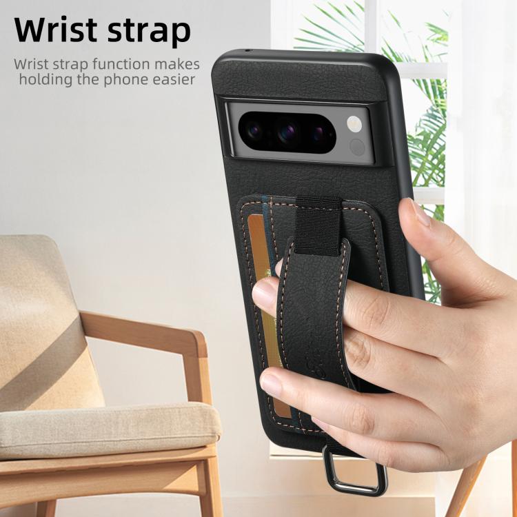 For Google Pixel 10 Pro Suteni H13 Litchi Leather Wrist Strap Wallet Back Phone Case