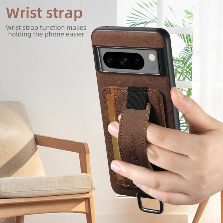 For Google Pixel 10 Pro Suteni H13 Litchi Leather Wrist Strap Wallet Back Phone Case