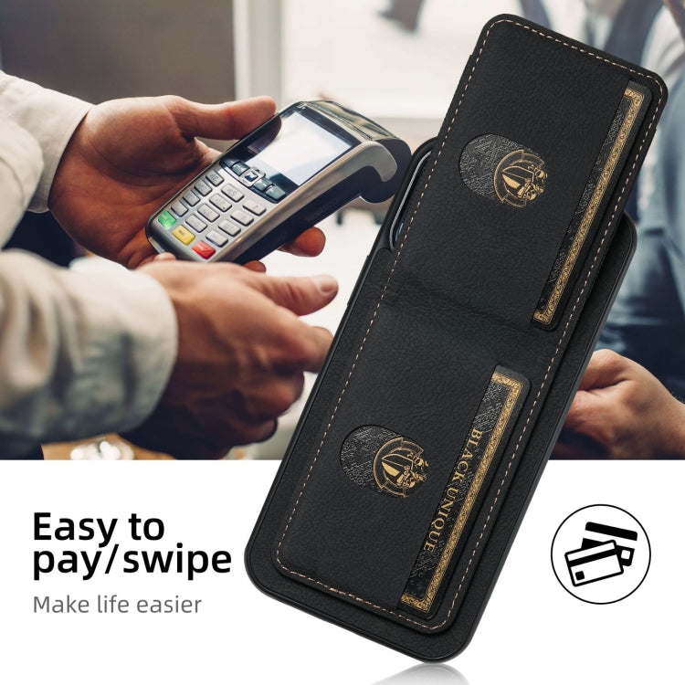 For iPhone 16 Plus Suteni H03 Litchi Leather Card Bag Stand Back Phone Case